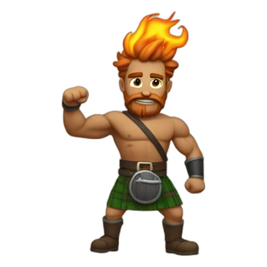 monty starting fires wearing a kilt flexes bicep sticker
