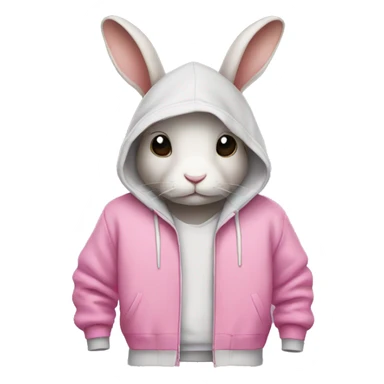 Rabbit wearing a hoodie and has some pink shoes on sticker