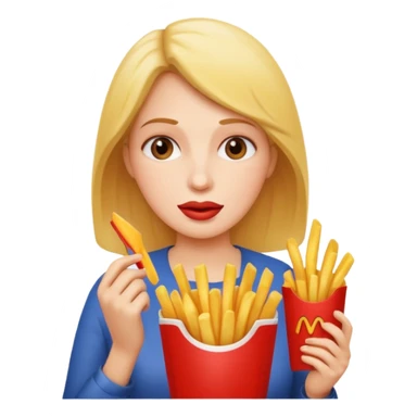 mother eating french fries sticker
