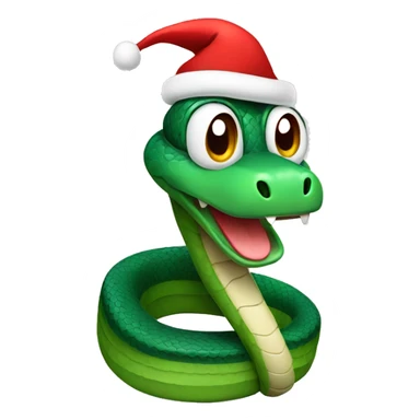 Friendly snake with Christmas hat sticker