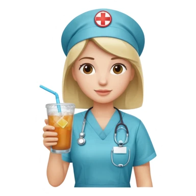 nurse holding icey drink sticker