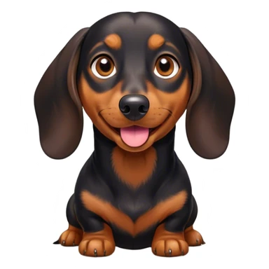 Cinematic Comical black and tan Dachshund Portrait Emoji, Head tilted dramatically with an exaggeratedly amused expression, featuring a sleek black and tan coat with a vibrant sheen, wide, expressive brown eyes filled with playful disbelief, Simplified yet hilariously expressive features, highly detailed, glowing with a slightly sassy glow, high shine, dramatic yet playful, stylized with an air of cheeky humor, bright and endearing, soft glowing outline, capturing the essence of a spirited and over-the-top companion, so meme-worthy it feels like it could side-eye its way into internet fame instantly! sticker