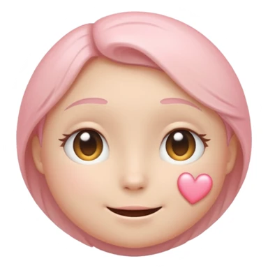 “Pastel round emoji with shy sparkling eyes, gentle blush, trembling smile, hidden heart, soft glow—expressing quiet love, vulnerability, and tender emotions no hair sticker