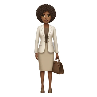 Arquitecto mujer con piel blanca, cabello rizado café vestida con un traje sastre contemporáneo y moderno color beige y mocasines contemporáneos  sticker