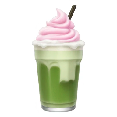 Iced matcha latte with pink cold foam sticker