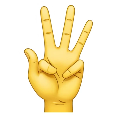 A 2D digital illustration of a yellow cartoon-style hand with the index and middle fingers crossed. The hand should be facing forward, outlined in bold black lines, with a smooth, simple, and polished emoji-style design on a plain light background sticker