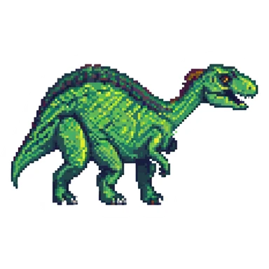pixel art dinosaur, side view, green, simple background sticker