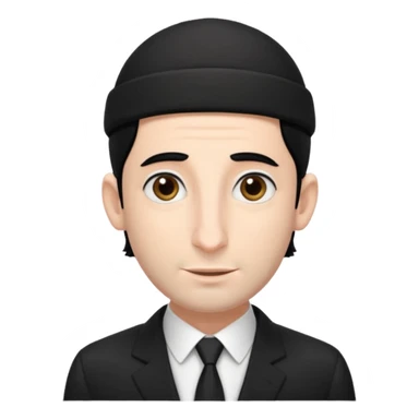 jewish man with a black kippah, black hair, very large nose, wearing a black suit with a white shirt, and has peyot hairstyle sticker