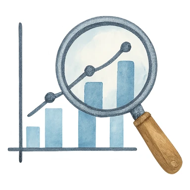 watercolor style magnifying glass and graph sticker