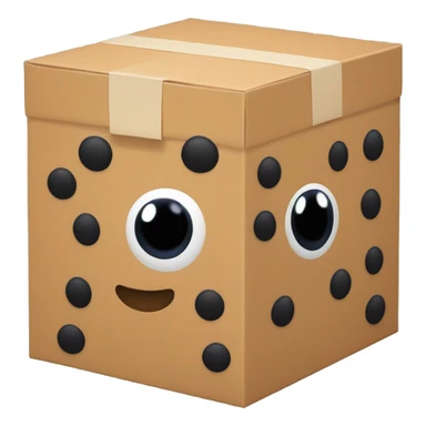 A box with (black oval dot Kirby eyes) sticker
