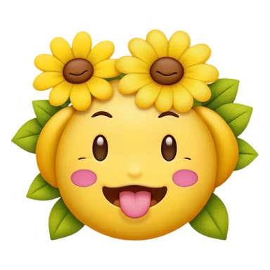 Face emoji with wink and tongue out aesthetic cute flowery design sticker