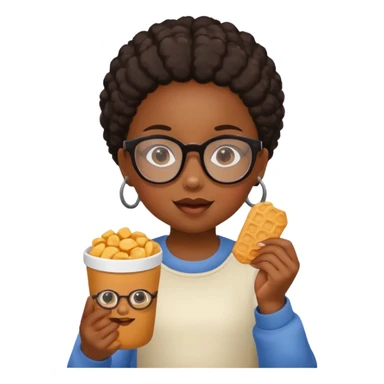 snack holding black girl kid with glasses on eyes sticker