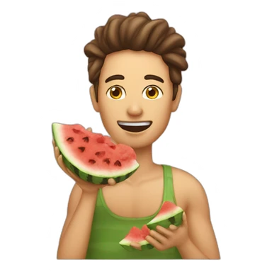 person eating fried chicked and watermelomn sticker