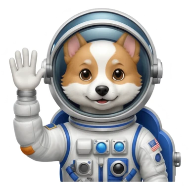 perro astronauta saludando sticker
