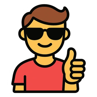 color outline icon of a cool guy giving a thumbs up sticker