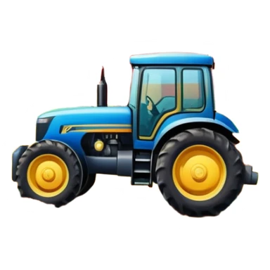 An icon showing close-up tractor in a colorful rural landscape, inspired by Farming Simulator 23. The design features vibrant fields, barns, and crops under a bright sky, with tractors working the land. The peaceful and immersive farming environment is highlighted with a transparent background sticker