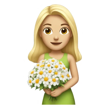 blonde girl with flower bouquet sticker