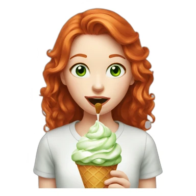 greeneyed redhead licking icecream sticker
