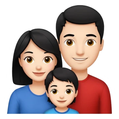Couple of married man and woman with one kid teenager with black hair sticker
