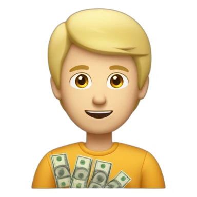 blonde caucasian middle-age male counting money sticker
