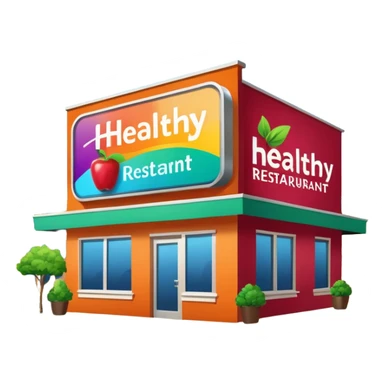 make a billboard on top of a healthy restaurant building written on it "healthy restaurant" sticker