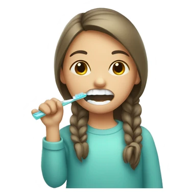 Girl brushing teeth  sticker