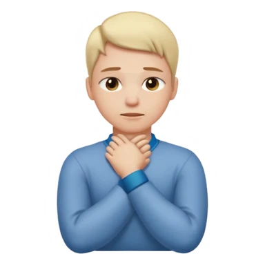 person with arms crossed holding their neck looking down emoji sticker