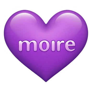 the word "more" in purple and into a heart sticker