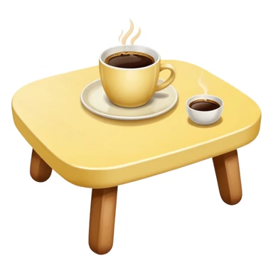 light yellow coffe table, coffee on top
 sticker