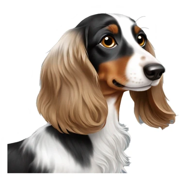 Black & brown Merle long haired Dachshund side  sticker