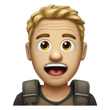 Emoji qui pleure avec une main sur la bouche et une autre main qui point la tête  sticker