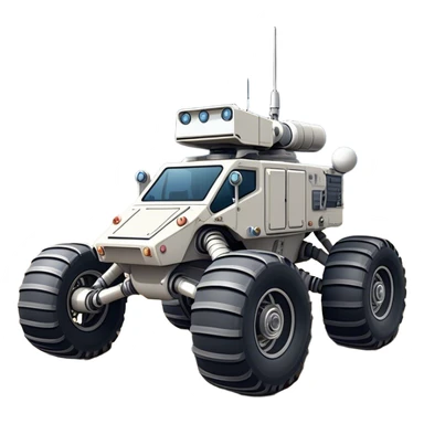 Cinematic Realistic Moon Rover – A rugged, high-tech vehicle traversing the Moon’s dusty surface. Its thick wheels leave tracks in the fine lunar regolith, with Earth hanging in the distant sky. Every mechanical detail of the rover is meticulously rendered, emphasizing its role in human exploration. sticker