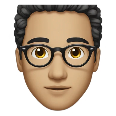 beautiful Moroccan young man with black, wet hair and white skin, wearing round glasses sticker