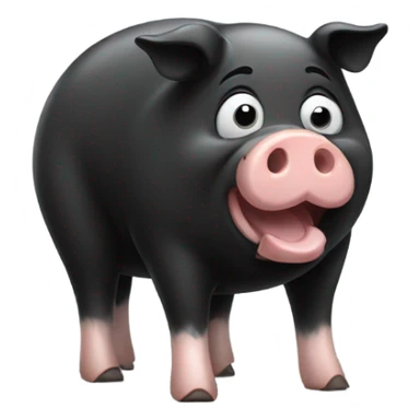 black with white legs pig farting sticker