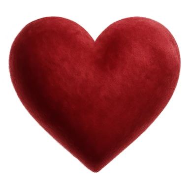 heart with a soft velvet texture, digital illustration style, no background sticker