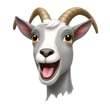 a grey and white goat making an extremely silly face with the tongue out and crossed side eyes sticker