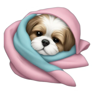 Sleeping shih tzu snuggling with blanket sticker