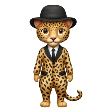 full body leopard in a black hat sticker