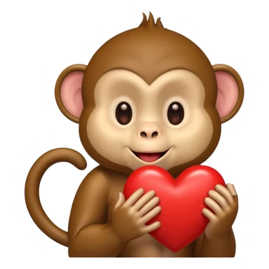 קוף שולח נשיקה על לב אדום באמצע שלו sticker