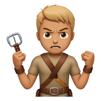 A man angry slanging a belt to someone’s behind sticker