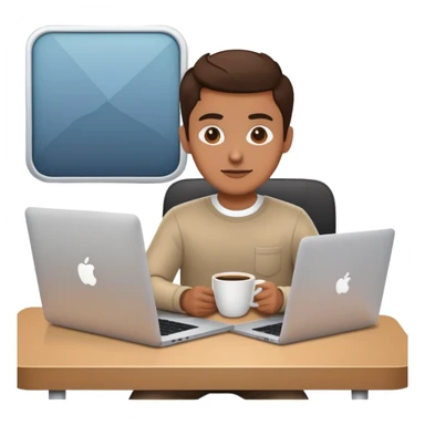 frontend developer with macbook and coffee sticker