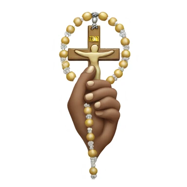 White praying hands holding the holy beaded rosary sticker
