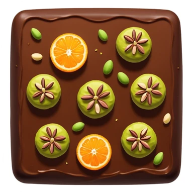 Chocolate square fudgy Bites with orange and pistachios  sticker