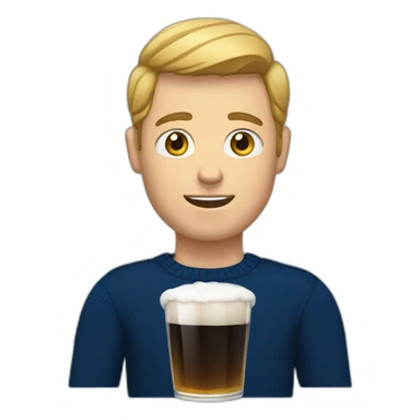 a white guy with a dark blue sweater and a white cast on his left hand and a beer in his other hand sticker