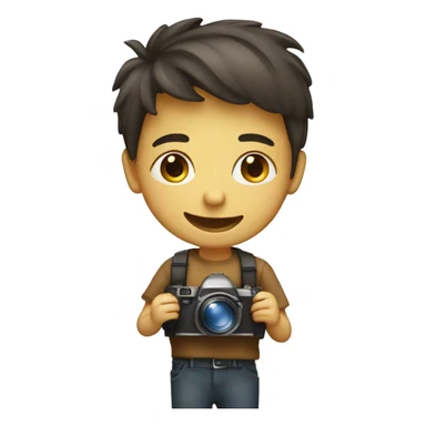 create a smiling boy emoji with camera photography sticker
