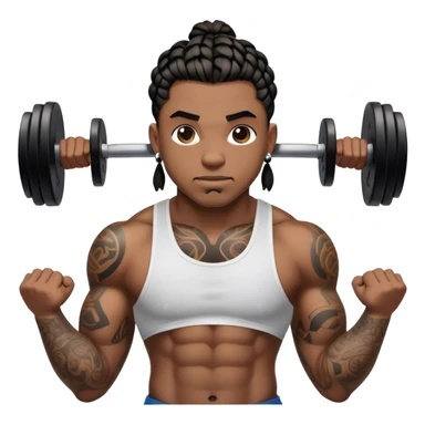 Buff black man with short braids and tattoos lifting weights sticker