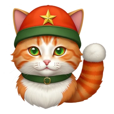 cat wearing soviet ushanka hat with red star and hammer and sickle symbol sticker