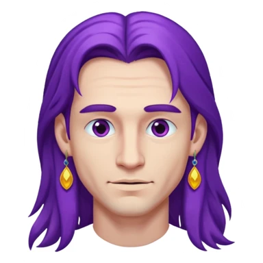 purple long haired man with earrings sticker