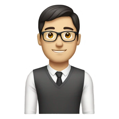 white male with short dark hair, rectangular glasses sticker