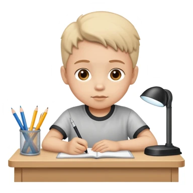 child sitting at a desk, focused and studious sticker